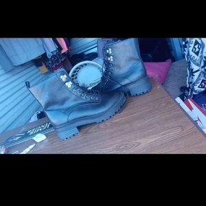 Womans black combat style boots